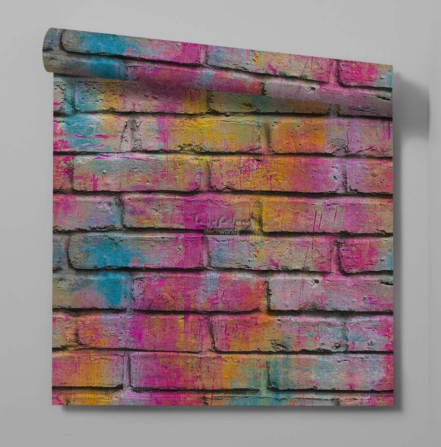 361001 Παιδική ταπετσαρία τοίχου με πολύχρωμο τούβλο 