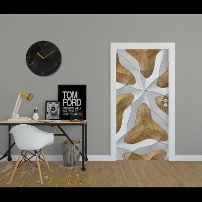 Αυτοκόλλητο Πόρτας Έλικας λευκό σε ξύλο 3D DR213