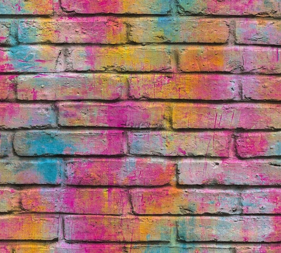 361001 Παιδική ταπετσαρία τοίχου με πολύχρωμο τούβλο 